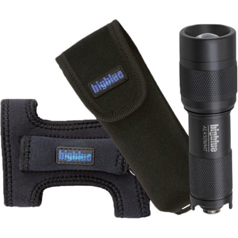 Bigblue AL450WMT Mini LED Dive Light with Wide Beam, Goodman Glove, and Pouch (Black)