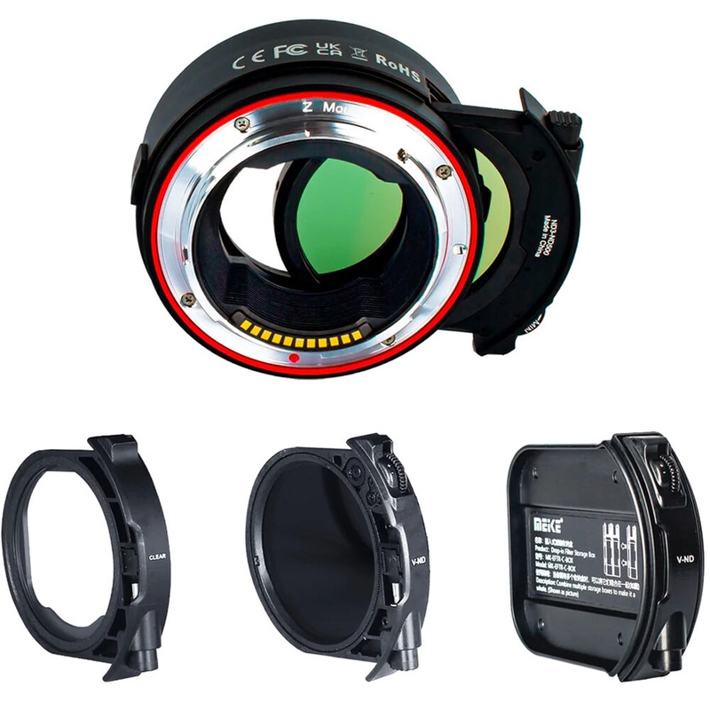 Meike Drop-In Filter Lens Adapter for EF/EF-S Lenses to Nikon Z-Mount Cameras with Variable ND and UV Filters