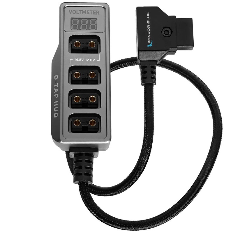 Kondor Blue 12v Metal 4-Way D-Tap Hub with Voltmeter