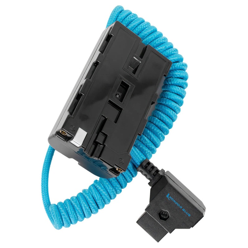 Kondor Blue Coiled D-Tap to Sony L-Series Dummy Battery Cable