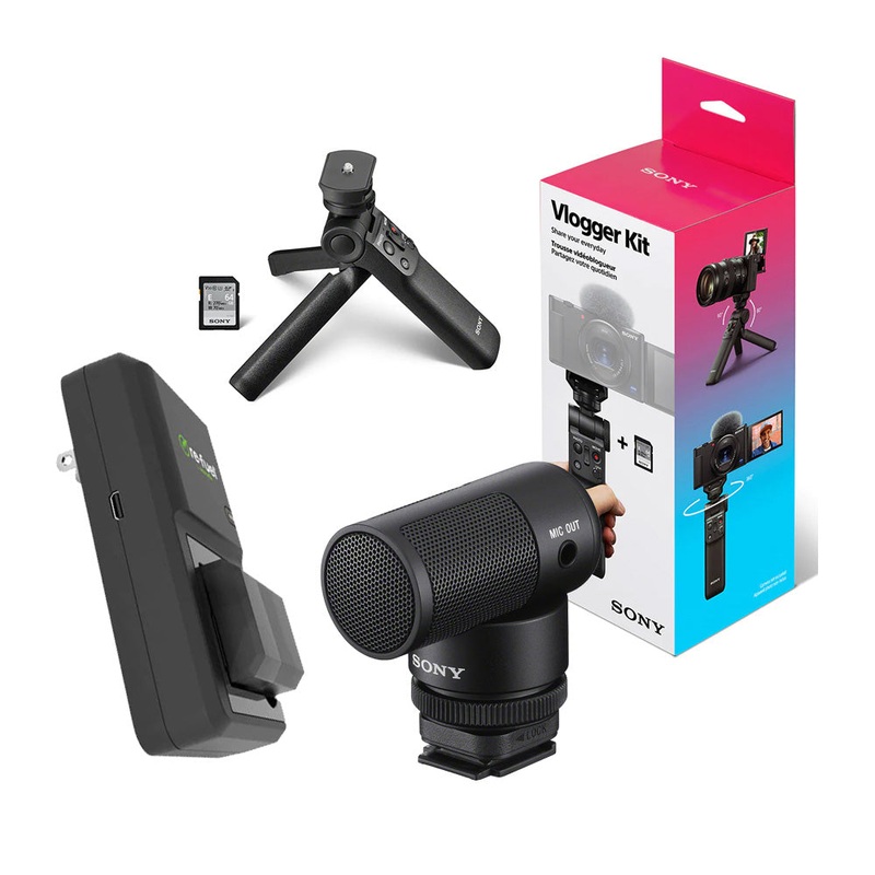 Sony Vlogger Accessory Kit with Sony ECM-G1 Shotgun Microphone and Re-Fuel NP-FW50 Battery and Charger Kit