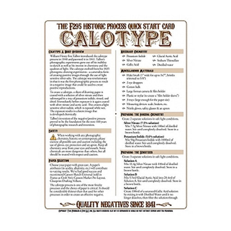 f295 Historic Process Laminated Reference Card for Calotype