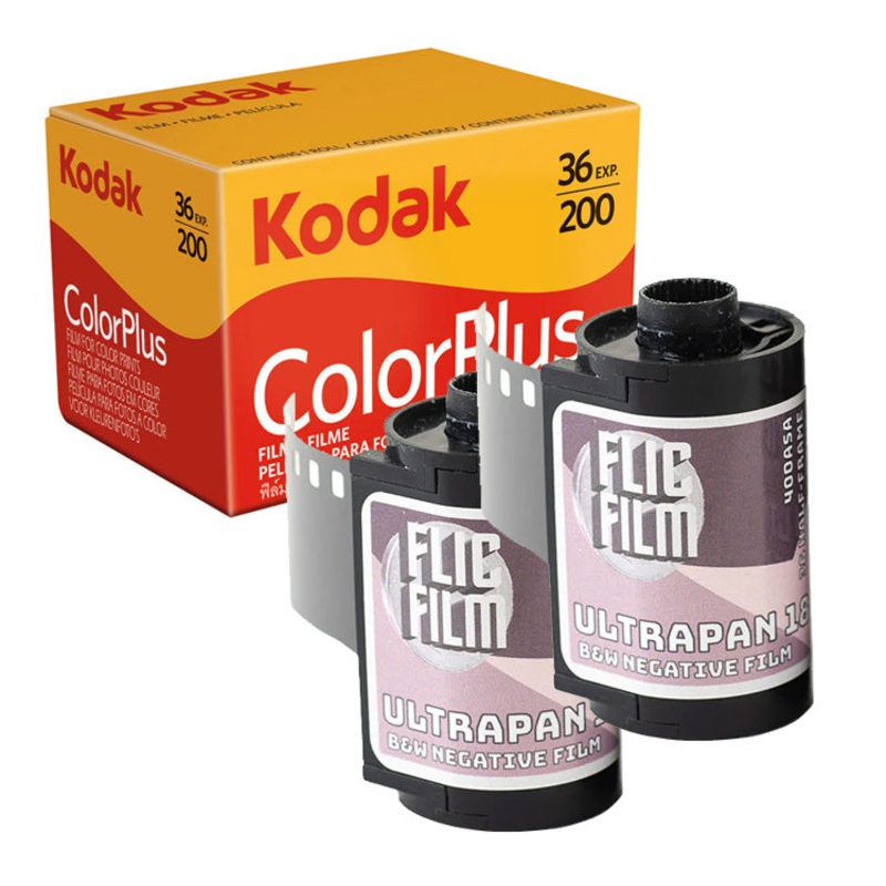 Kodak ColorPlus 200 35mm 36 Exposure Film with 2x Flic Film Ultrapan 18 400 35mm Film