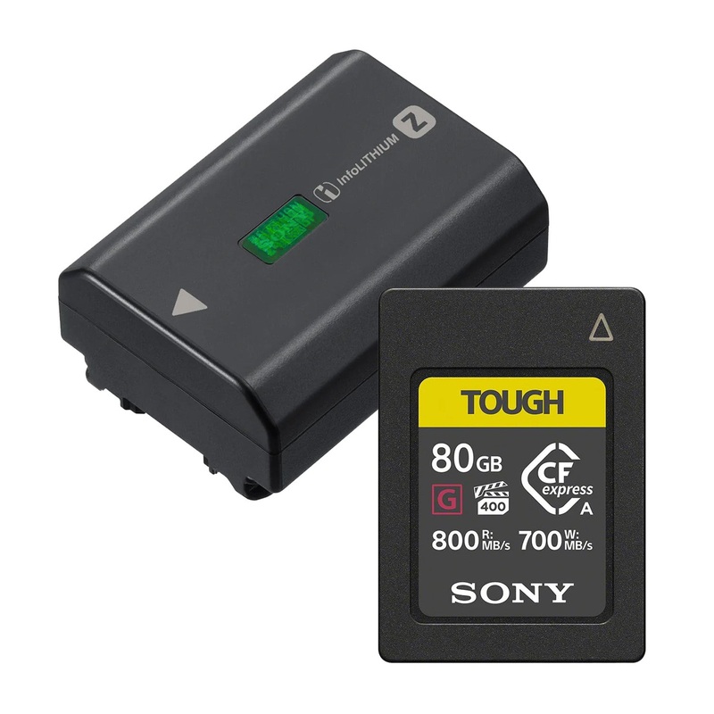 Sony NP-FZ100 Battery with Sony Tough 80GB CFexpress Memory Card