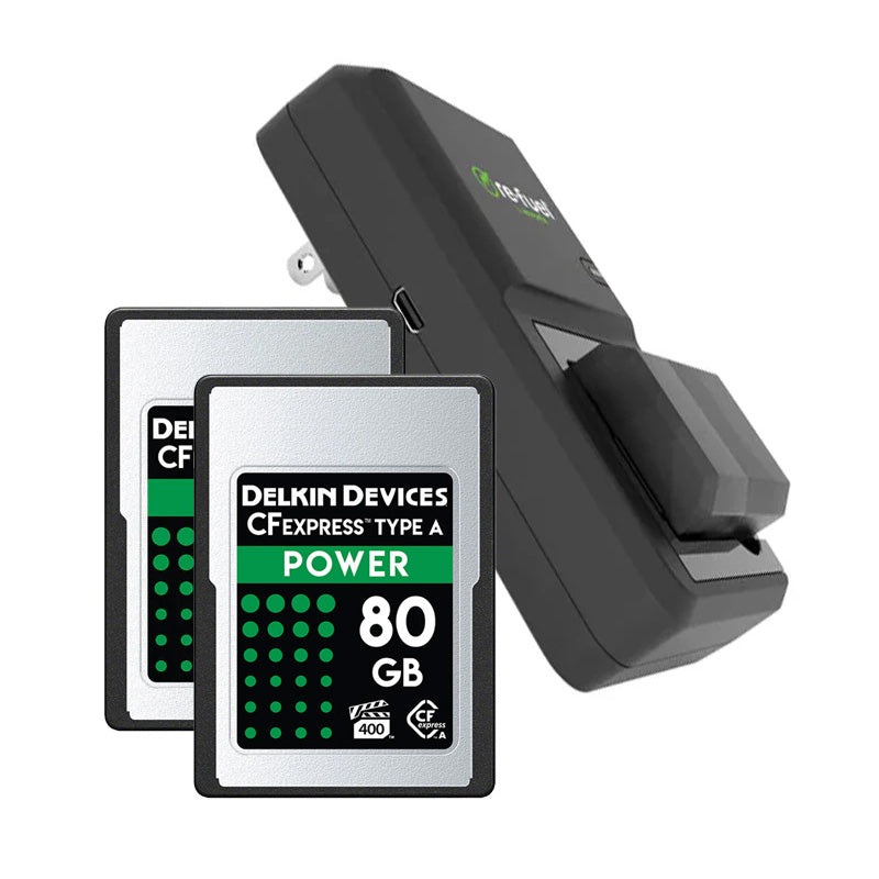 Re-Fuel NP-FZ100 Battery and Charger Kit with 2x Delkin Power 80GB CFexpress Memory Card