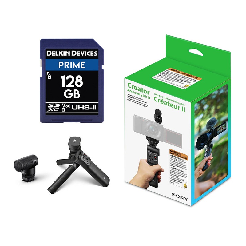 Sony Creator Accessory Kit II with Delkin Prime 128GB SDXC Memory Card