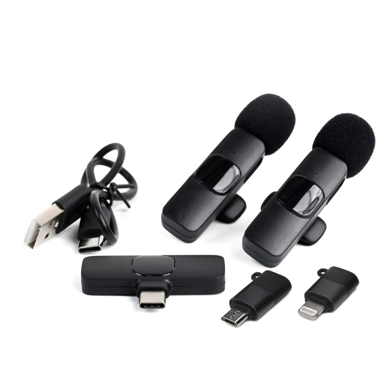 K9 Wireless Lavalier Microphone 3 in 1 with 2 Microphones