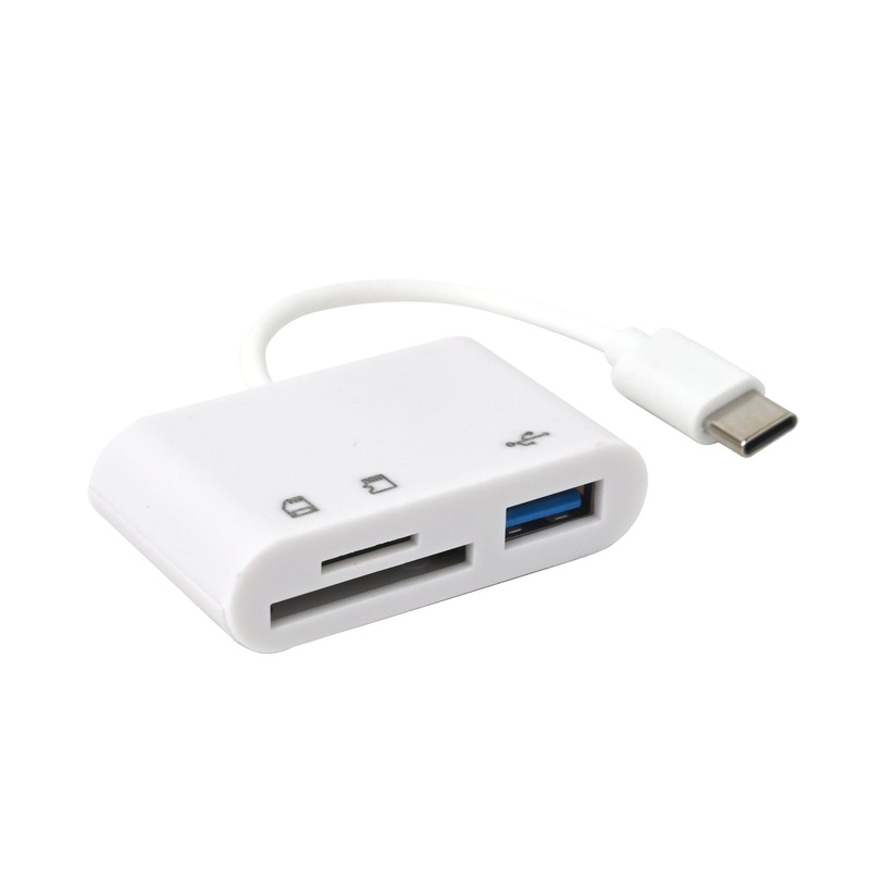 Adapter OTG Type C To 3 in 1 USB SD and TF Card Reader