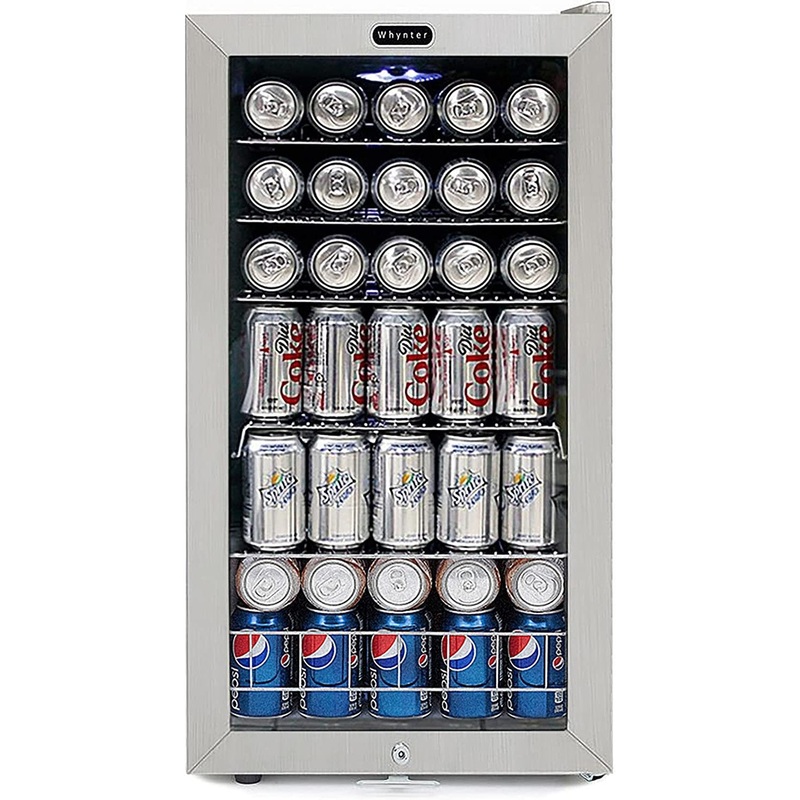 Whynter BR-128WS Beverage Refrigerator With Lock, 120-Can Capacity, Stainless Steel