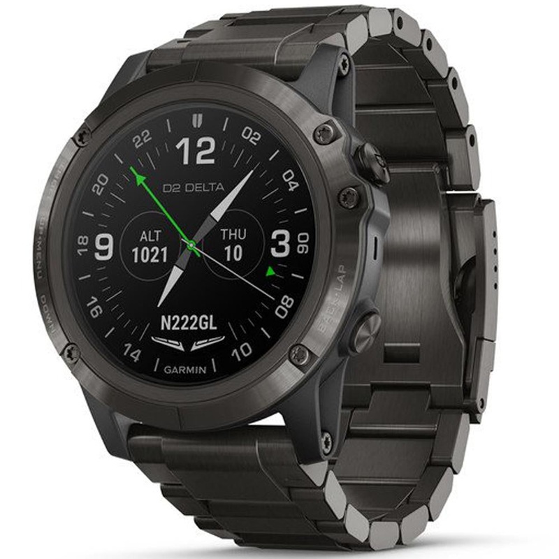 Garmin D2 Delta PX GPS Pilot Smartwatch with Pulse Ox Sensor, Titanium Band