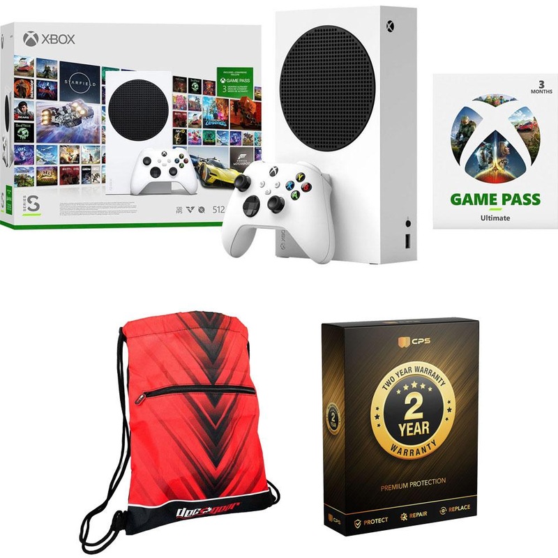 Microsoft Series S 512 GB Starter Bundle with Game Pass, 2 YR Warranty and Drawstring Bag
