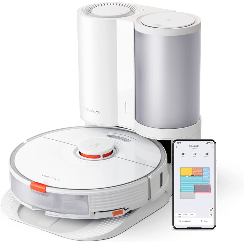 Roborock S7 Plus Robot Vacuum/Sonic Mop with Auto-Empty Dock - White