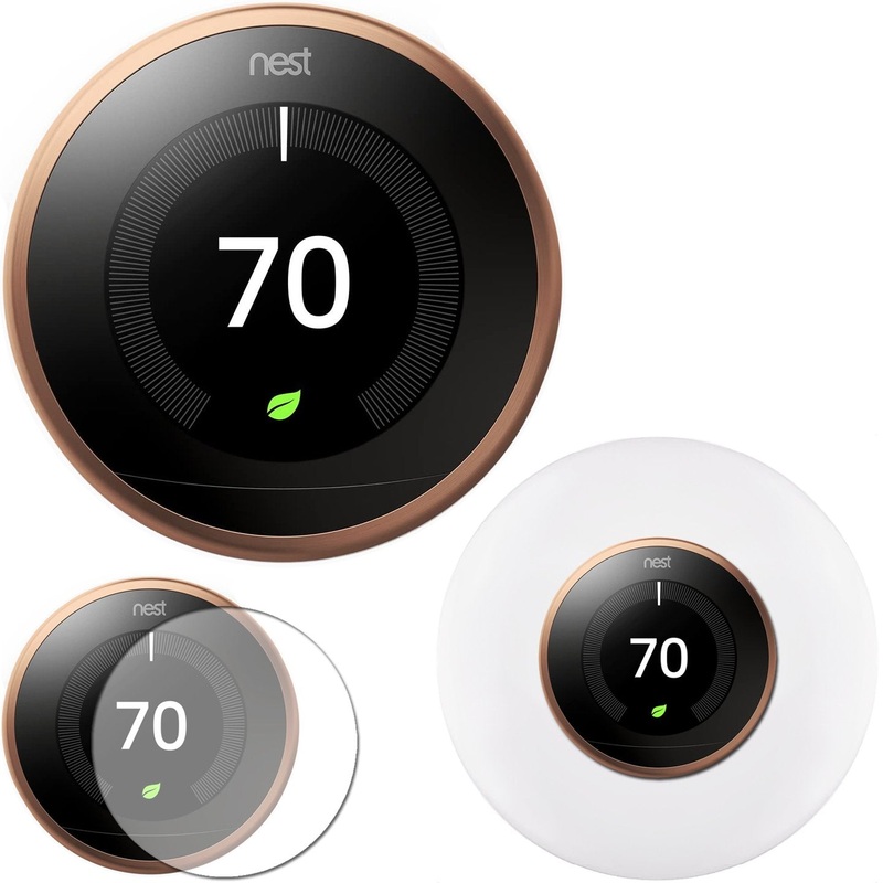 Google Nest Learning Smart Thermostat Copper T3021US 3rd Gen + Home Wall Mount + Cover Kit
