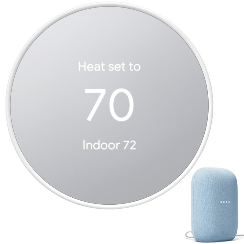 Google Nest Programmable Smart Wi-Fi Thermostat Snow with Smart Speaker Sky
