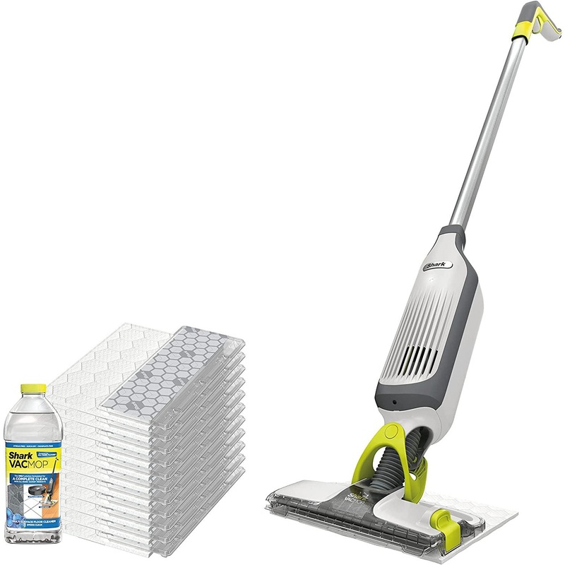 Shark VM252  Vacuum Mop Bundle w/ 12 Disposable Pads, 12 oz. Cleaning Solution, White