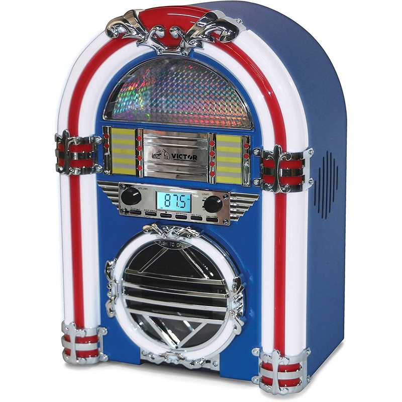 Victor Broadway Desktop Bluetooth Jukebox, Blue