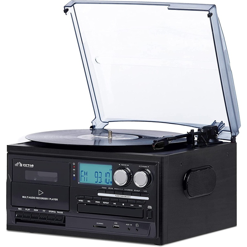 Victor Cosmopolitan 8-in-1 Turntable Music Center, Black (VWRP-4200-BK)