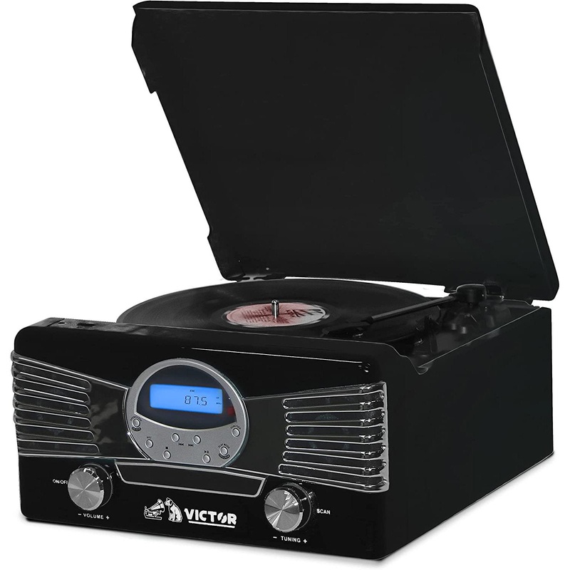 Victor Diner 7-in-1 Turntable Music Center, Black