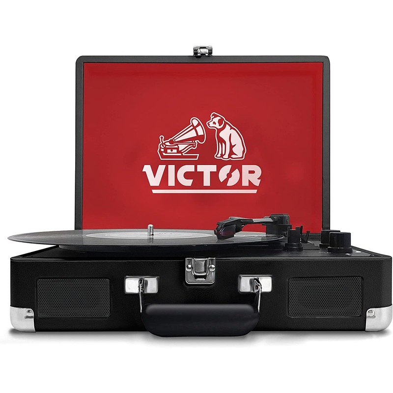 Victor Metro Dual Bluetooth Suitcase Turntable, Black