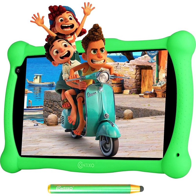 Contixo 7" Kids Tablet, IPS, 2GB/16GB, Dual Cameras, Digital Pen, Silicone Case - Green