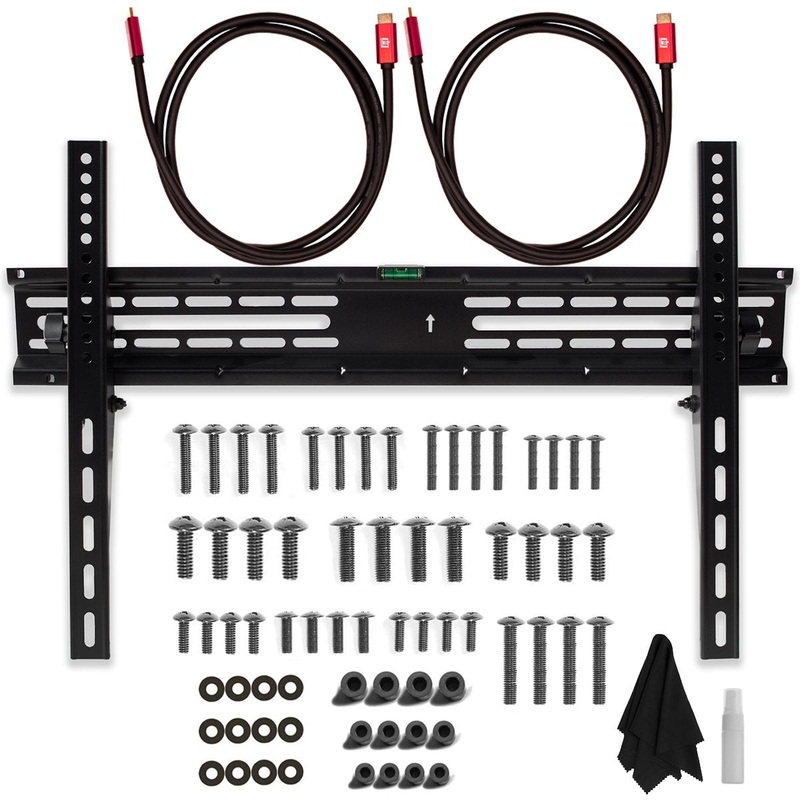 Deco Mount 37" - 70" TV Wall Mount Bracket Bundle w/ 2 HDMI Cables, Spray Bottle and Wipe