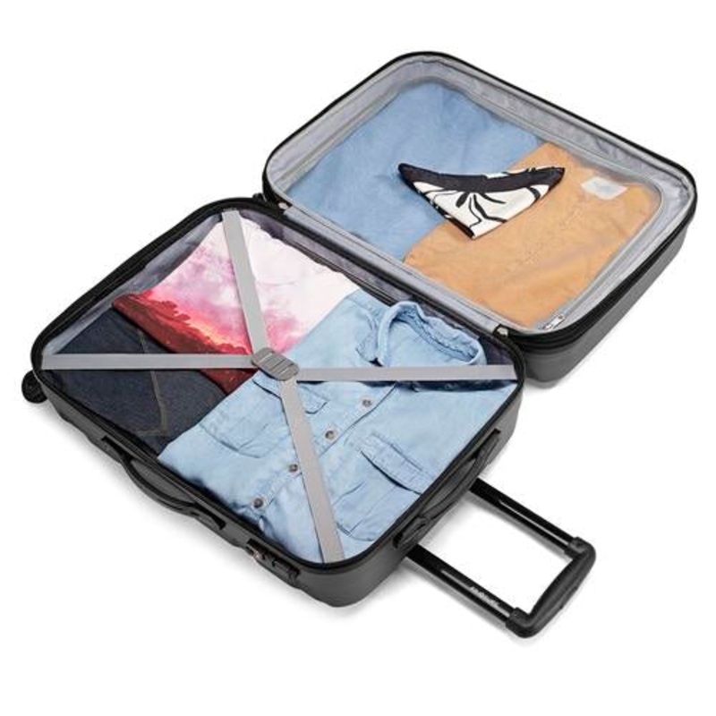 Samsonite Omni 2 Piece Hardside Expandable Luggage Nested Spinner Set (20"/28") Black USED
