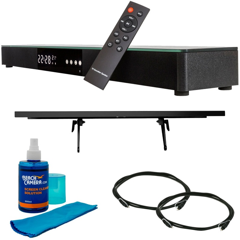 Deco Gear Home Theater Surround Sound 31" Soundbar Wireless + Large Top Media Shelf Bundle