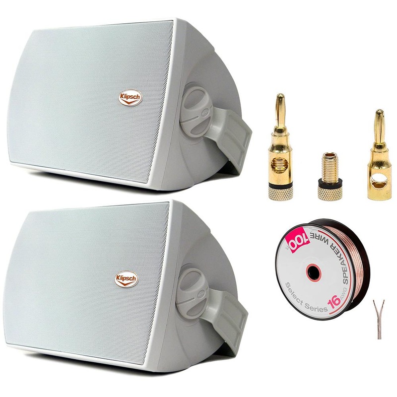 Klipsch AW-650 Outdoor Speaker with Tractrix Horn (Pair) + Deco Gear Wire + Banana Plugs