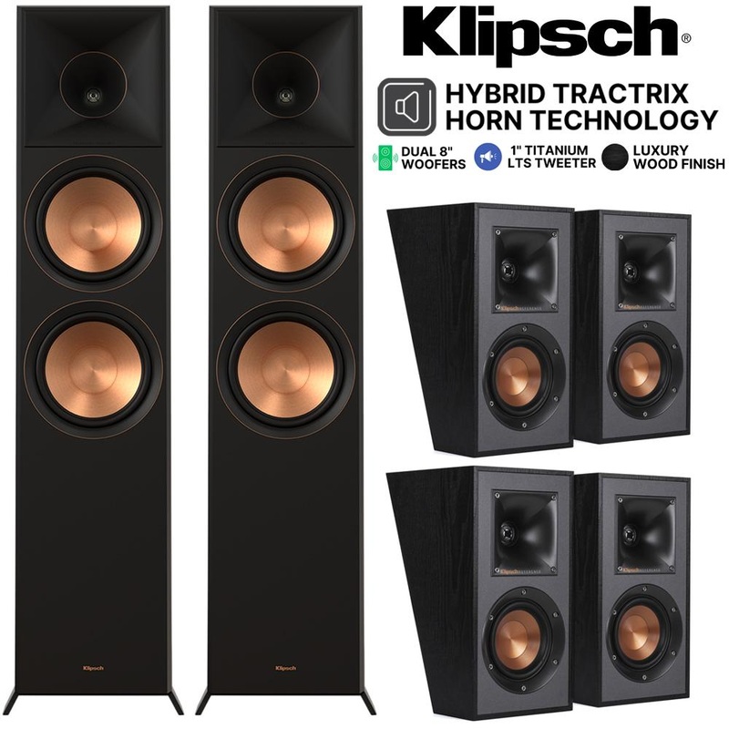 Klipsch Hi-Res Floorstanding Speaker (2-Pack) Bundle with 2x Pair of Surround Speaker