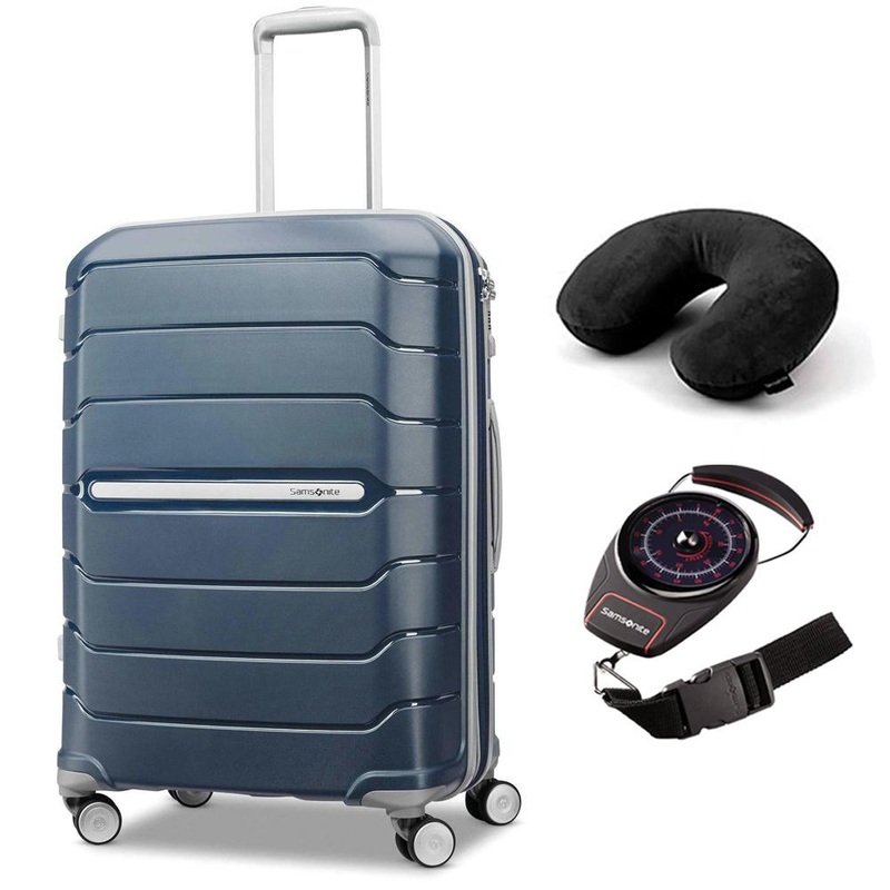 Samsonite Freeform 24" Hardside Spinner Luggage Navy + Scale and Pillow