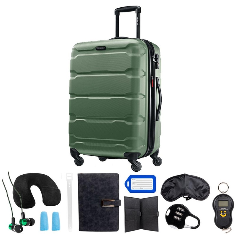 Samsonite Omni Hardside Luggage 24" Spinner, Army Green + 10pc Accessory Kit