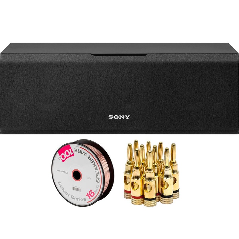 Sony 2-Way 3-Driver Bass Reflex Center Channel Speaker + Speaker Wire Bundle