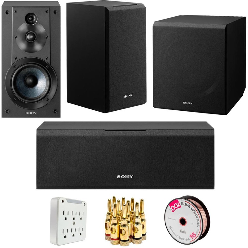 Sony SS-CS8, SS-CS5 Bookshelf Speakers and SA-CS9 Subwoofer with Wire Bundle