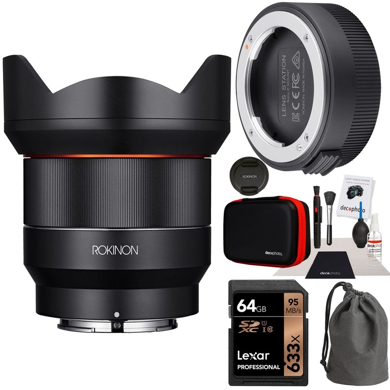 Rokinon 14mm F2.8 AF Wide Angle, Full Frame Lens for Sony E Mount +Lens Station Bundle