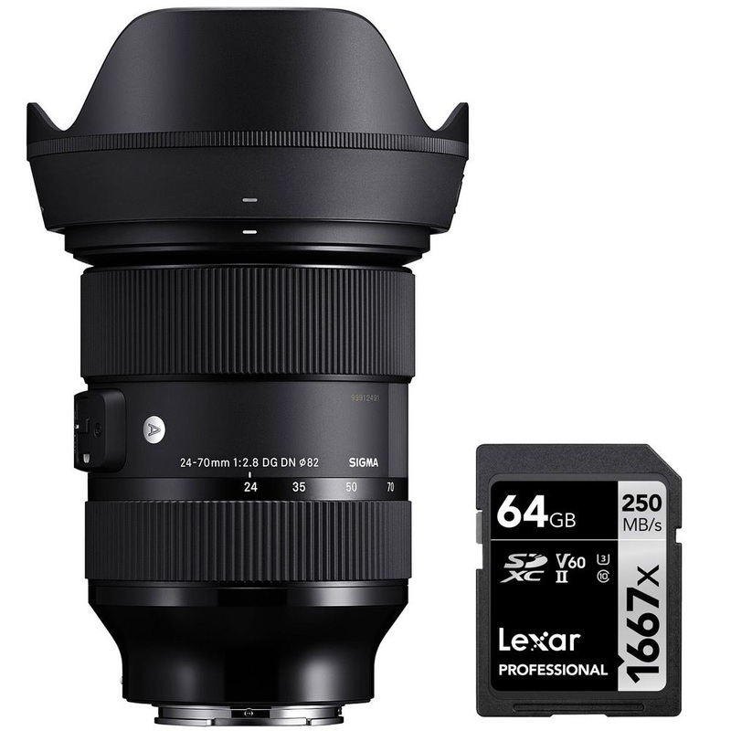 Sigma 24-70mm f/2.8 DG DN Art Lens for Sony E Cameras + 64GB Memory Card