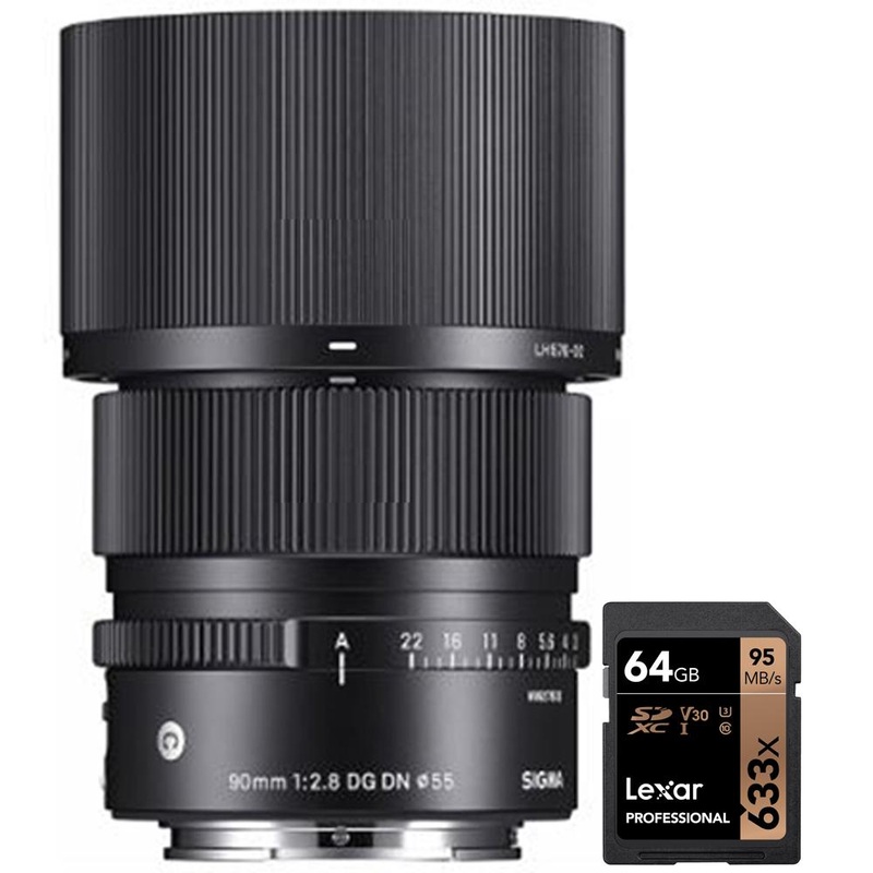 Sigma I-Series 90mm f/2.8 DG DN Contemporary Lens for Sony E-Mount + 64GB Card