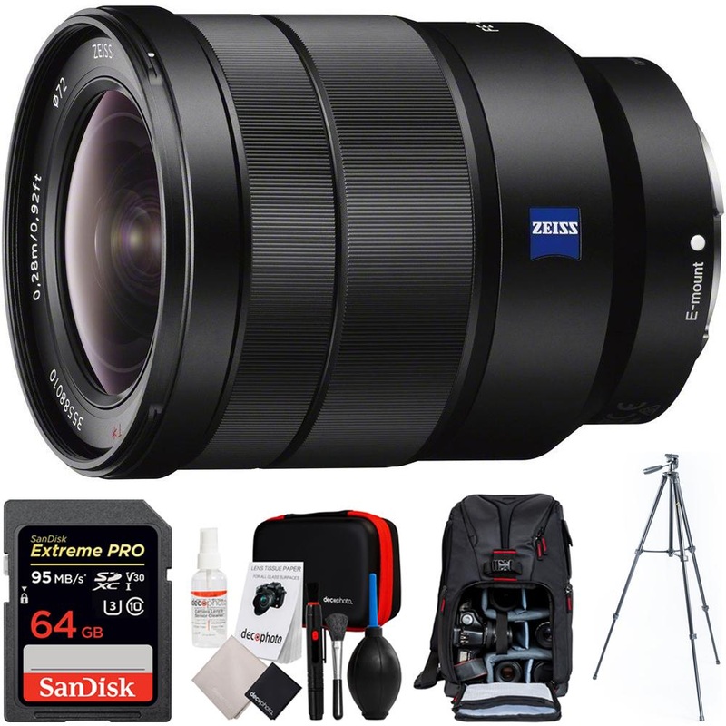 Sony 16-35mm Vario-Tessar T FE F4 ZA OSS Full-frame E-Mount Lens + 64GB Bundle