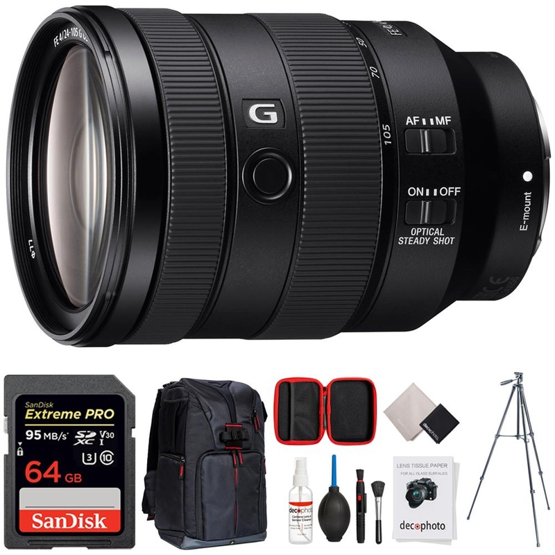 Sony FE 24-105mm F4 G OSS E-Mount Full-Frame Zoom Lens w/ 64GB Accessories Bundle
