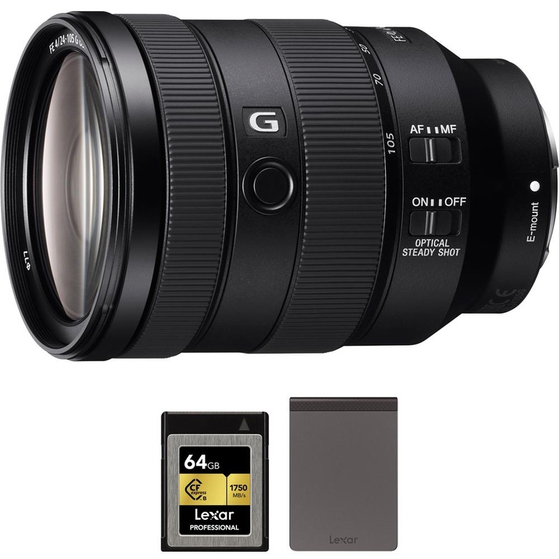Sony FE 24-105mm F4 G OSS E-Mount Full-Frame Zoom Lens w/ Lexar Card +SSD Bundle