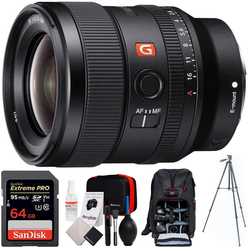 Sony FE 24mm F1.4 GM Alpha E-mount Wide Angle G Master Lens + 64GB Card Bundle