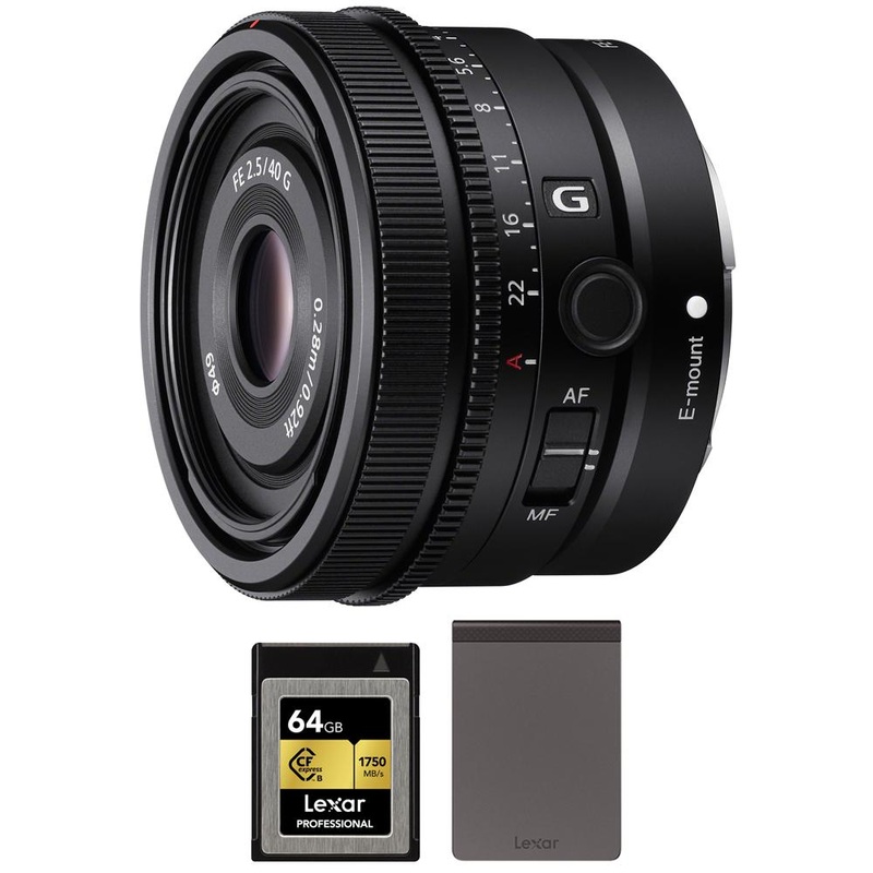 Sony FE 40mm F2.5 G Full Frame Ultra Compact Prime G Lens w/ Lexar Card +SSD Bundle