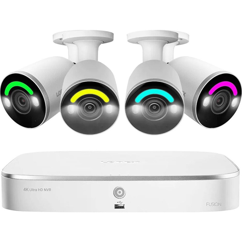 Lorex Fusion 4K 16 Capable (8 Wired+8 Wi-Fi) 2TB Wired NVR System w/ 4 Bullet Cameras