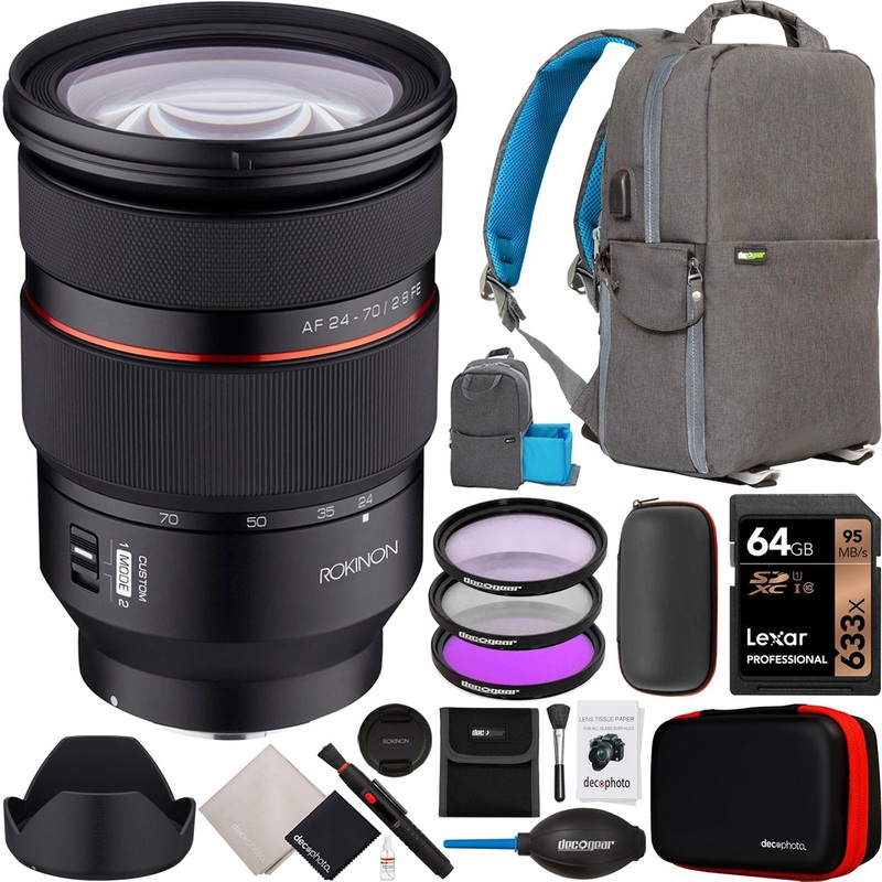 Rokinon 24-70mm F2.8 AF Zoom Lens for Sony E-Mount Full Frame Cameras IO2470AFZ-E Bundle