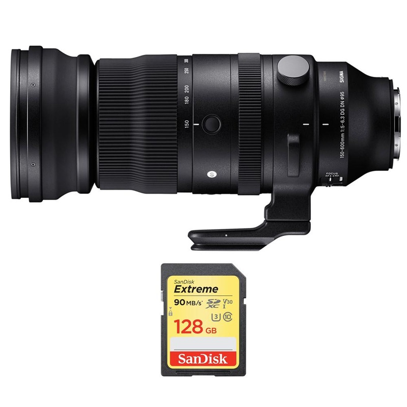 Sigma 150-600mm f/5-6.3 DG DN OS Sports Lens for Leica L with 128GB Memory Card