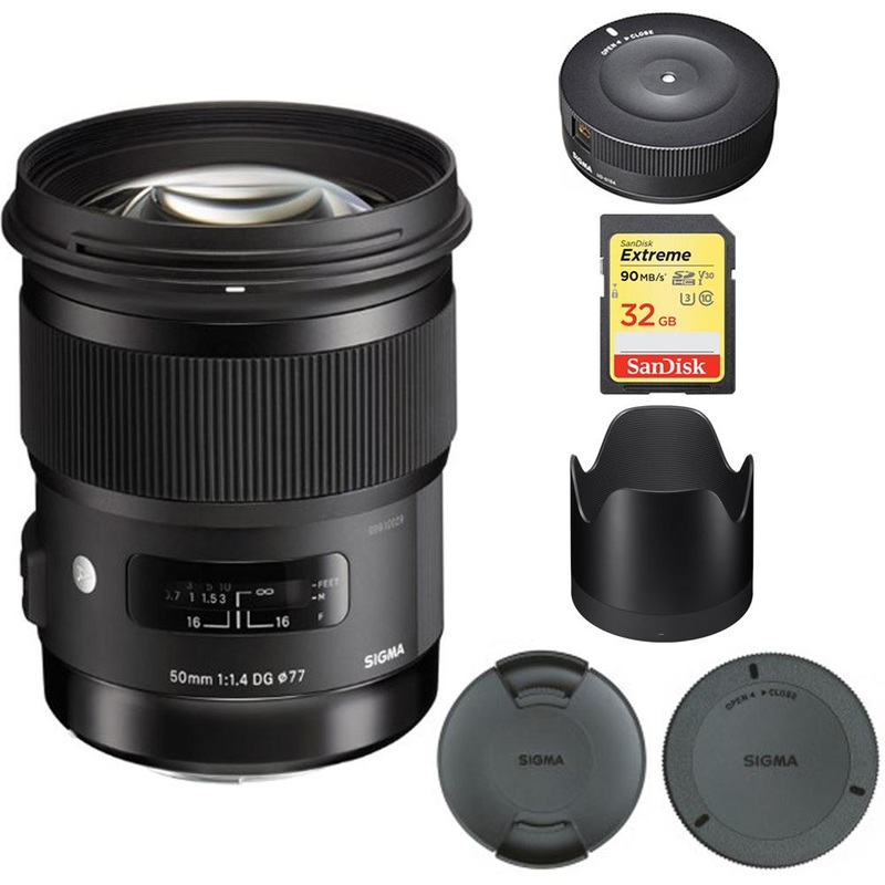 Sigma 50mm f/1.4 DG HSM A-Mount Lens for Sony A Cameras  - 311205 with USB Dock Bundle