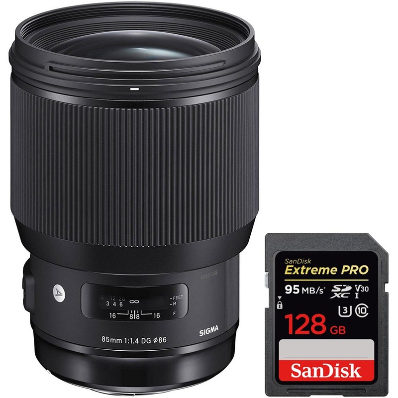Sigma 85mm F1.4 DG HSM Sensor Lens for Sony E Mount Cameras + 128GB Memory Card