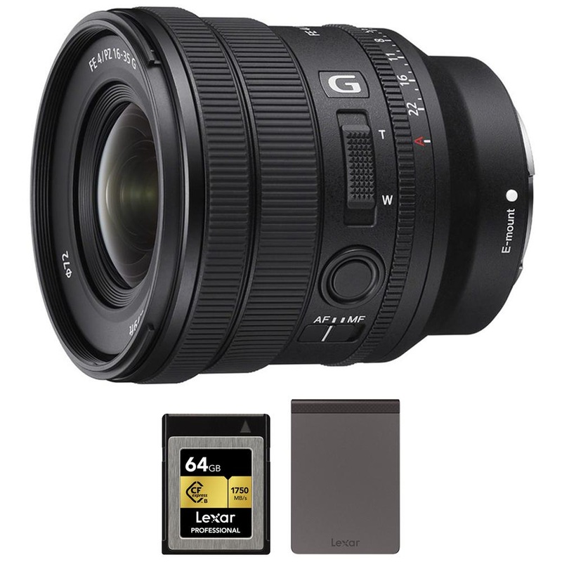 Sony FE PZ 16-35mm F4 G Wide Angle Power Zoom E-Mount Lens w/ Lexar Card +SSD Bundle