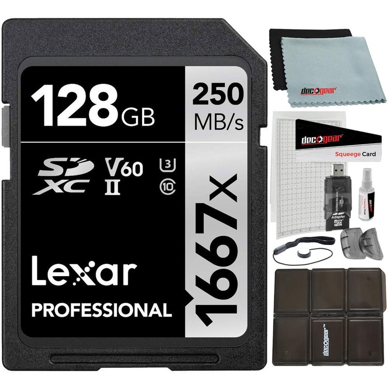 Lexar Professional 1667x 128GB SDXC UHS-II Memory Card + Accessory Bundle