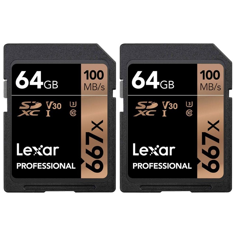 Lexar Professional 667x 64GB SDXC UHS-3 Class 10 Memory Card 2 Pack