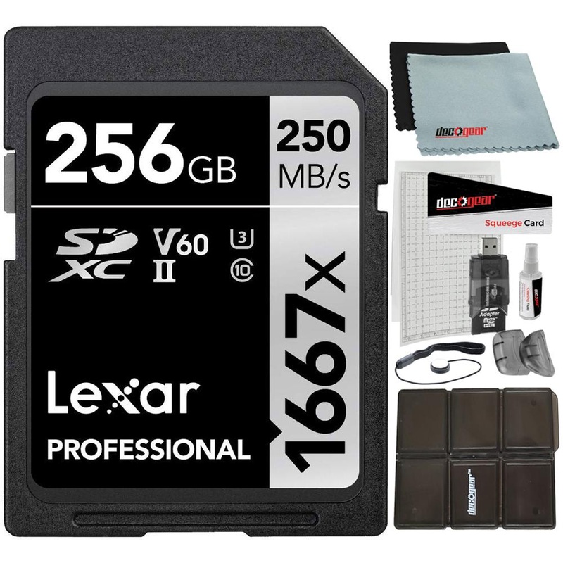 Lexar Professional SDHC / SDXC 1667x UHS-II 256GB Memory Card + Accessory Bundle